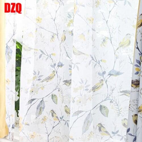 American Pastroal Bird Print Design Half Blackout Curtains For Living Room Window Screen Bedroom Tulle Curtain Fabric Drapes #40