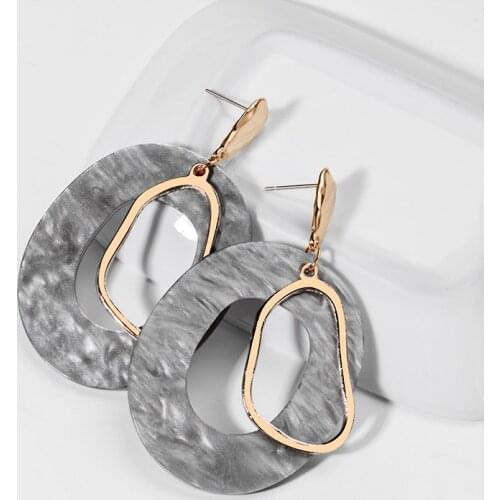 BICUX New Acrylic Fashion Statement Drop Earrings For Women Vintage Geometric Resin Round Dangle Earring 2020 Wedding Jewelry