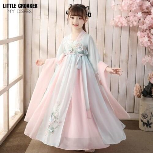 2021 Ancient Hanfu Girls Oriental Chinese Costume Kids Traditional Chinese Dress Children Fairies Tang Dynasty Performance Wear