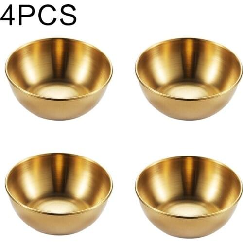 4pcs 304 Stainless Steel Bowls Golden/Silver Double-layer Insulated Kitchen Tableware Soup Sauce Rice Noodle Ramen Food Containe