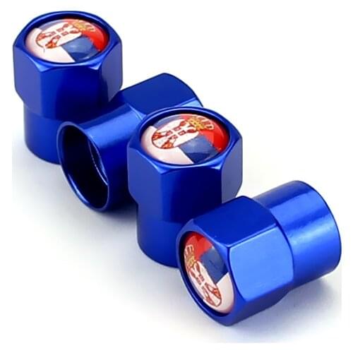 4pcs Car Valve Cover For Serbia National Flag for BMW X5 Mercedes Ford Mustang Jeep Honda Toyota Alfa Romeo Renault Ssangyong