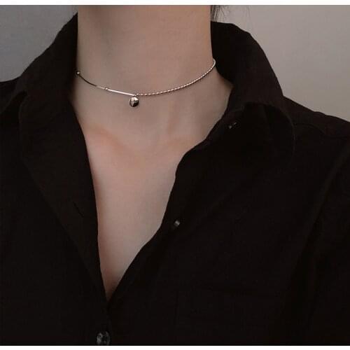 925 Sterling Silver Party Necklace for Women Korean Simple English Letter Tag Pendant Short Clavicle Chain Jewelry