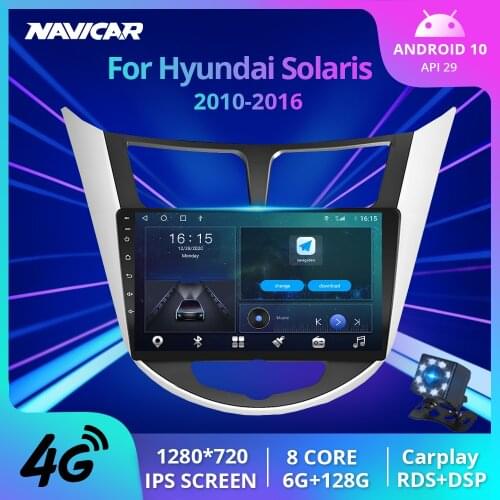 2DIN Android 10 6G+128G Car Radio Multimedia Player For Hyundai Solaris 2010 -2016 Navigation GPS No 2 Din Stereo Receiver DSP