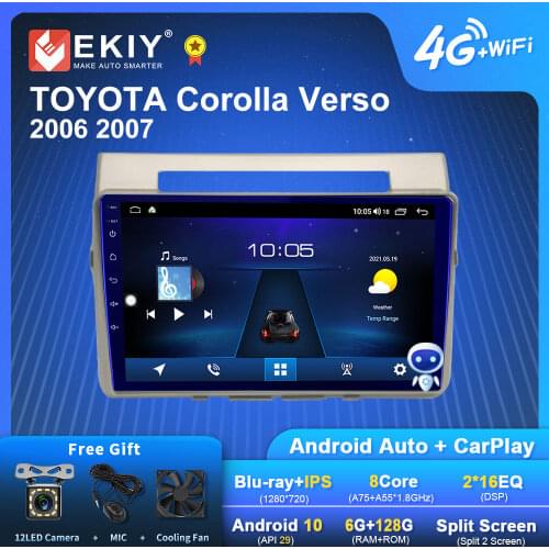 EKIY Android Car Radio For Toyota Verso 2006 Navigation GPS 1280*720 IPS DSP Carplay Multimedia Video Player Auto Stereo DVD HU