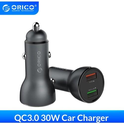 ORICO 2 Ports USB Car Charger 30W QC3.0 Fast Charger For iPhone Samsung Xiaomi Huawei Car Cigarette Lighter Charging Station