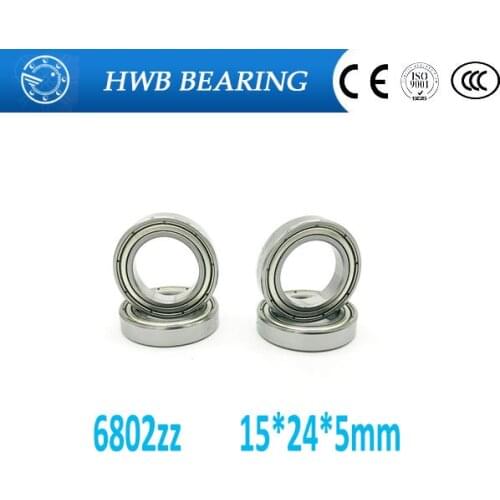 Free shipping 6802 ZZ (10PCS) 15x24x5MM Metric Thin Section Bearings 61802Z 6802ZZ 61802 zz