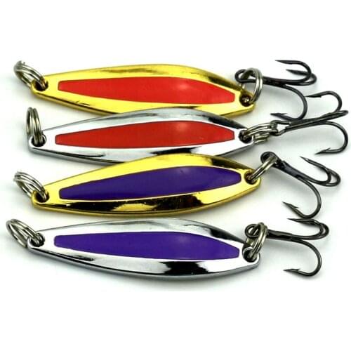 Big Sale 8pcs/lot New Silver Gold Spoon Fishing Lure Metal Hard Spinner Bait Fishing Hook Spoon Bait 4 Colors 4.7cm 7.6g