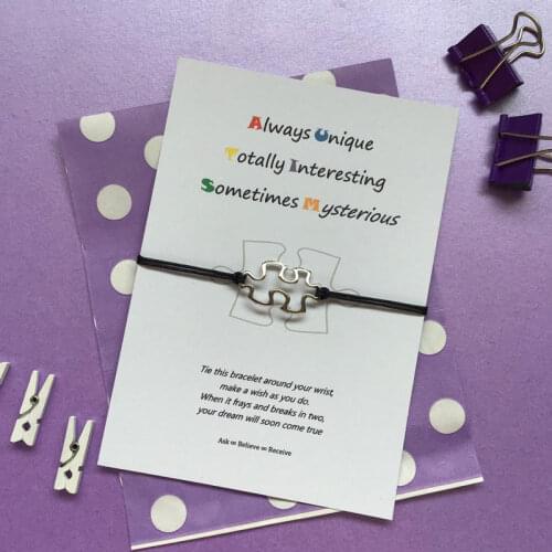 Autism Awareness Wish String Bracelet Fashion Puzzle Charm Red String Bracelet Bangle Chain Friendship Autism Jewelry Gifts