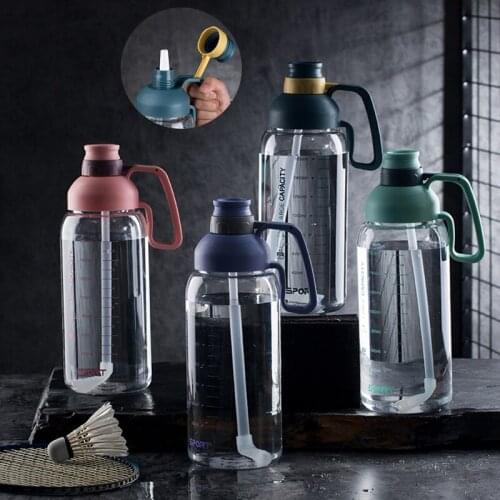 1.8L Water Bottle Cup with Straw Outdoor Sports Bicycle Bottles with Lid Hiking Camping Plastic Large Capacity Tritan BPA Free