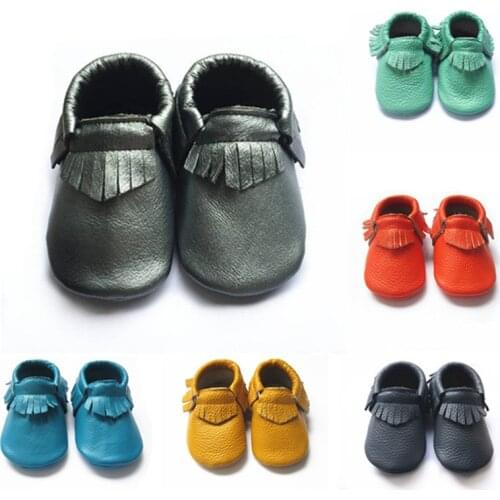 Soft Leather Shoes Newborn Infant Boy Girl First Walker Genuine Leather Soft Sole Princess Fringe Toddler Baby Crib Shoes