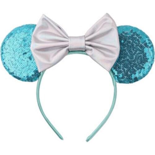 Disney 1Pcs Embroidered Mickey Ear Headband Party Dress Up Sequins Bow Headwear Childrens Hair Accessories Christmas gifts