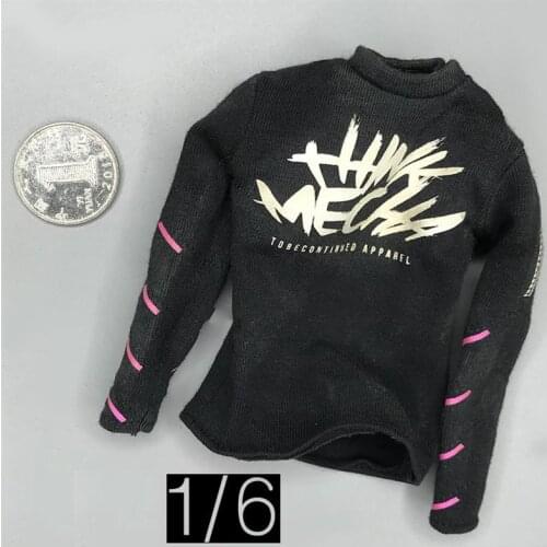 1/6th Devil Toys Trendy Science Fiction Black Long Shirt Sweater For 12inch Doll Action Collectable