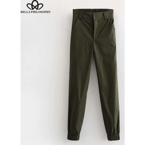 HStar 2020 summer High waist women cargo pants harem camo pants streetwear female pants solid ladies pants