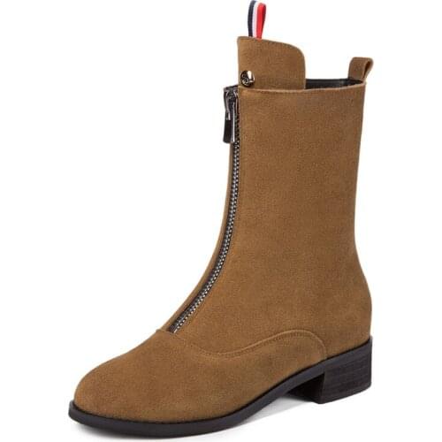 Leather shoes in the autumn of 2018 new party with low front zipper boots of size size 32-48, 181029