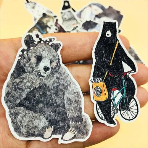 Creative Cartoon Bear Animal Stickers DIY Scrapbook Album Diary Card Making Gifts Happy Plan Decoration Stickers