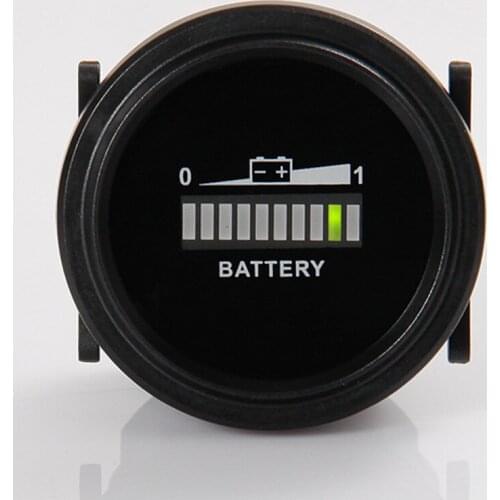 Round LED Battery Indicator Gauge for Van Moped Forklift Bulldozer Motorboat Electric Sightseeing Car Police Patrol Golf BI002