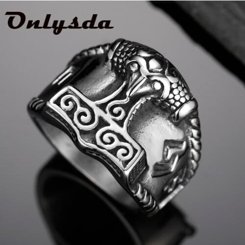 Viking Men Entwined Ravens Ring Norse Mythology Silver Color Odin Crow Stainless Steel Rings Nordic Amulet Jewelry For Man Gift