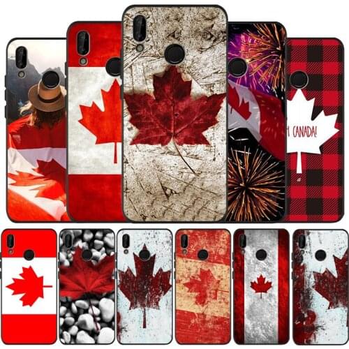 Canada flag Red Maple black Silicone soft Phone Case for huawei P40 P30 P20 P10 Pro P9 Lite Psmart 2019 Y6 Y9 cover