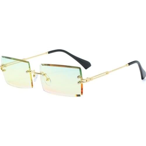 New Frameless Cut Edge Square Sunglasses Fashion Men and Women Small Color Sun Glasses