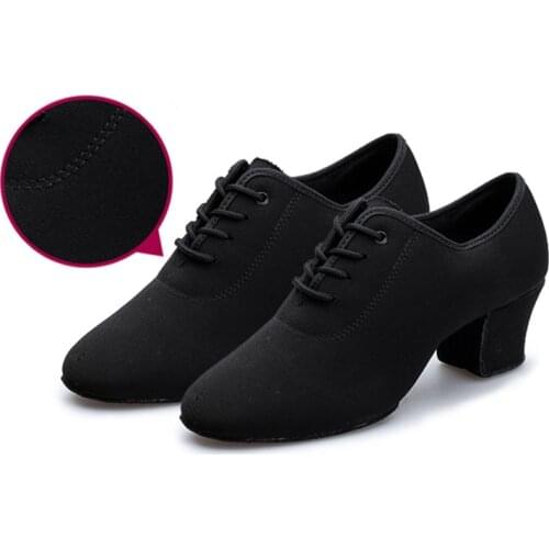 Latin Salsa for Dancing Adult Two Point Soles Teacher Soft Oxford Cloth Ballroom 5cm Cuban Heels for Women Dance Shoes Women