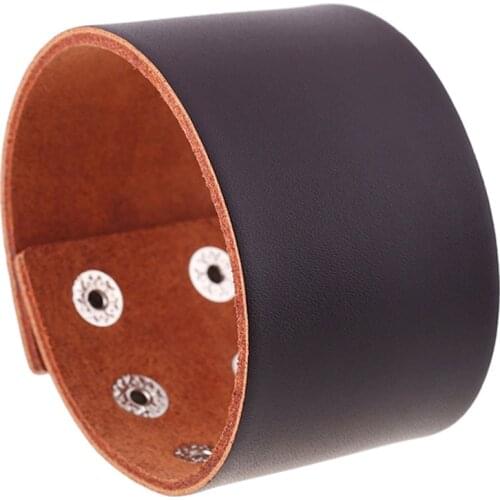 Punk Cuff Bangle Fashion Vintage Charm Brown Men Genuine Wide Leather Bracelets Women Jewelry Accessories