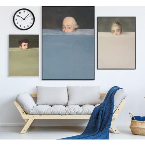 Submerged Classic Figure Portrait Art Canvas Print Oil Painting Living Room Abstract Wall Picture Home Decoration Poster