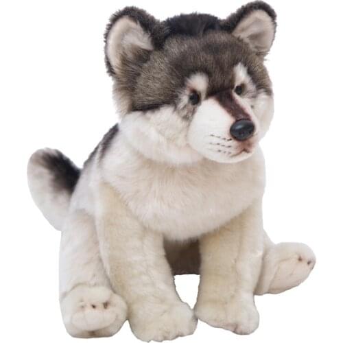 Real Life Canis Lupus Plush Toys Stuffed Animal Toy Soft Lifelike Grey Wolf Dolls Kids Toys