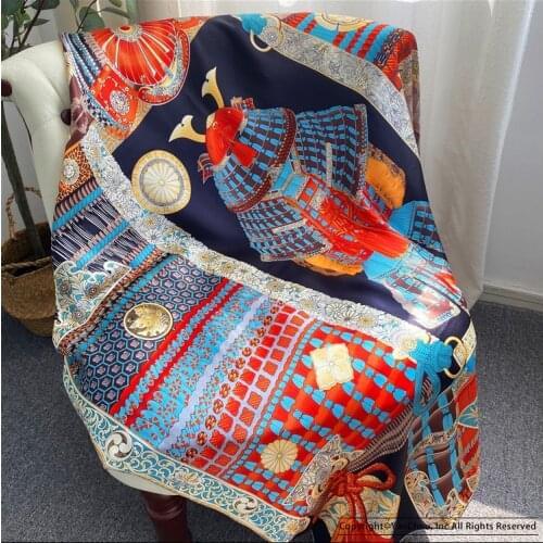 Pure Mulberry-Silk Scarf Shawl Designer Hand Rolled Edges Scarfs Satin Shawls 110cm Foulard Femme Soie De Marque De Luxe