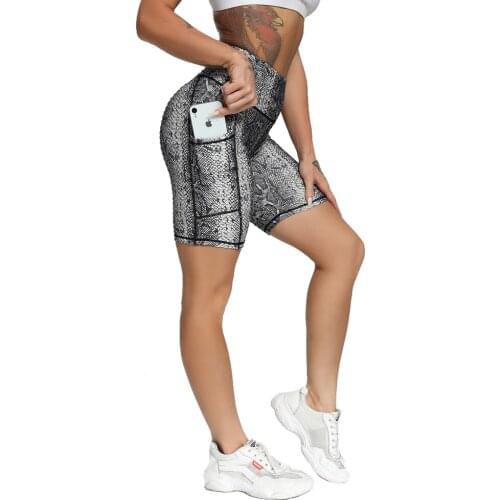 Snake Print Yoga Shorts Fitness Women High Waist Workout Shorts Energy Clothing Scrunch Butt Shorts Sports Gym Running Leggings