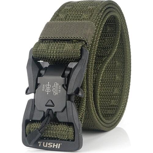 Tactical Military Belt Army Quick Release Magnetic Buckle Belt Soft Nylon Sport Hunting Training Hard ABS Waist Belt Accessories