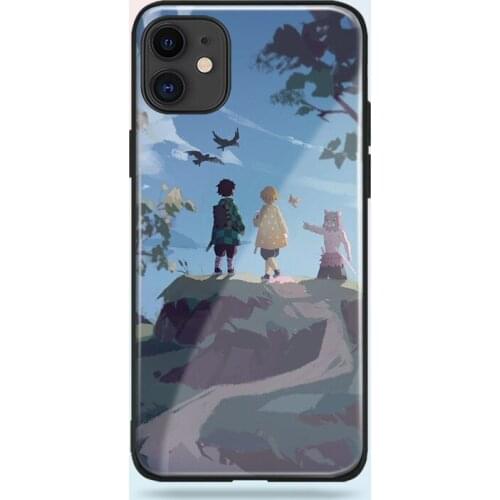 Tanjiro zenitsu inosuke anime soft silicone tempered glass For iPhone SE 6 6s 7 8 Plus X XR XS 11 Pro Max phone case cover shell