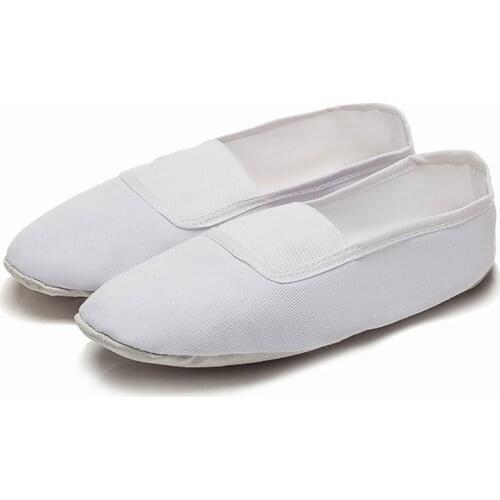 USHINE EU22-45 Whole Leather Sole Black White Flat Yoga Teacher Fitness Gymnastic Ballet Dance shoes Children Woman Man big size