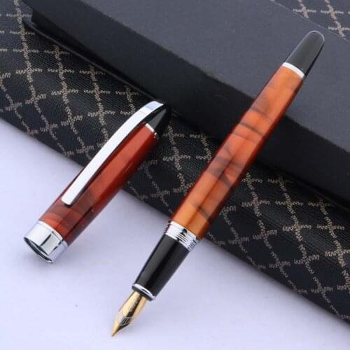BAOER stainless steel Silver RED Trim STUDENT Nib Fountain Pen