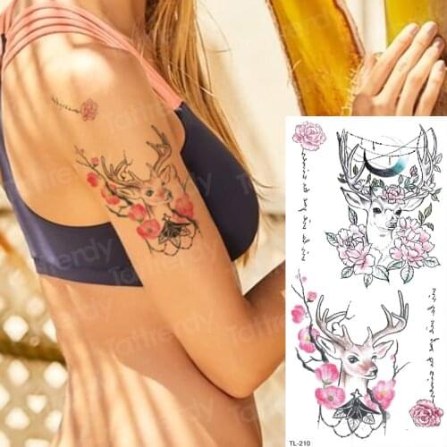 Temporary tattoo sticker moose flower tattoo pattern sexy tattoo for women kids tatoo fake waterproof tattoos body art summer
