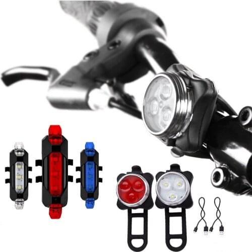 Bike MTB Light Bright Taillight Mountain Road Lamp USB Rechargeable Cycling Safety Warning Front Rear Flashlight Accessories