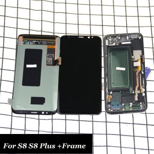 1pcs LCD For Samsung S8 LCD with Frame Replacement for SAMSUNG Galaxy S8 Plus LCD G955 S8 G950 G950F Display lcd Touch Screen