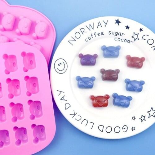 16 Cute Cartoon Bears with Expression Silicone Chocolate Mold, Ice Tray Mold, Homemade DIY Tool