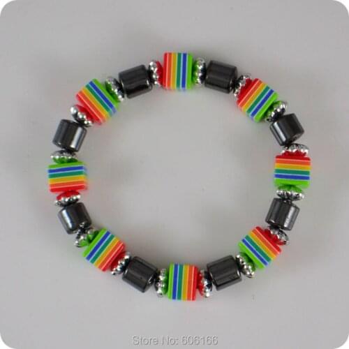 20x Square Rainbow Candy Colors Hematite bracelet Bohemia Sweet and Cute Girl party gift Fashion jewelry wholesale