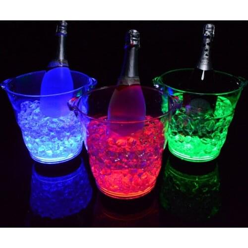 4.9L LED Ice Bucket rechargeable Luminous Champagne Beer Wine Cooler Drink Bottle Holder Ice Tub bar disco party decor
