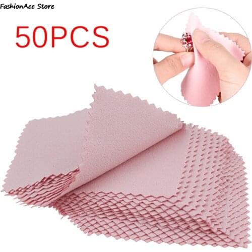 50Pcs/set Cleaning Cloth Polishing Cloth For Sterling Silver Gold Platinum Jewelry Anti Tarnish 8*8cm