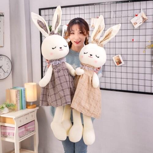 50cm-100cm Fashion Cartoon Big Eared Rabbit Doll Plush Toys Dressed Pillow doll Quality animal crossing plush baby room toys