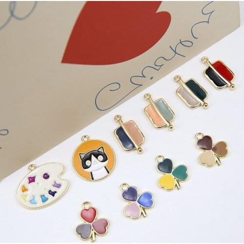 6pcs Japanese Style Sweet Earrings ladies Fashion Fun Clover Pendant Cartoon Earrings For Women Girls Diy Jewelry Accessories