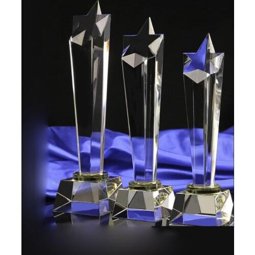 Free Custom Engraving Quality 3 PCS Crystal Star Awards Trophy Sports Game Match Anniversary Crystal Glass Crafts