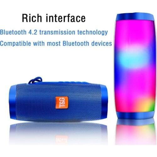 T&G Wireless Bluetooth Speaker Portable Speaker Bluetooth Powerful High BoomBox Outdoor Bass HIFI TF FM Radio with LED Light