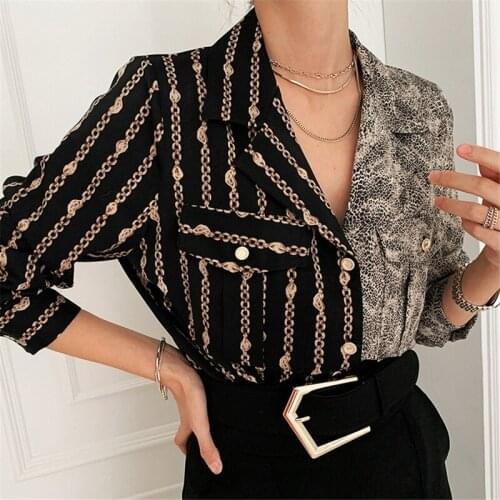 Women Blouse 2021 Chemise Femme Office Lady Button Up Turn Down Collar Shirt Women Plus Size Ladies Patchwork Blouse Femme 15891