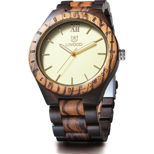 Uwood Wooden Men‘s Watches Luxury Vintage Quartz Watch Eco-friendly Natural Men Wooden Watch