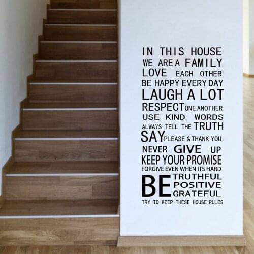 House Rules Modren Romantic Word Quote Wall Decal Sticker Wall Lettering Art Home Decor