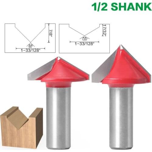 12.7mm Shank V Groove Bit CNC Solid Carbide End Mill 3D Router Bits Wood 90 120 Degree Tungsten Woodworking Milling Cutter