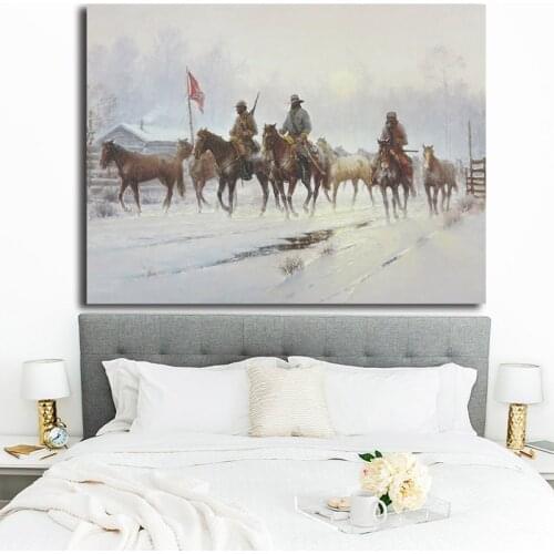 Riding A Raid Confederate Cavalry Canvas Prints Picture Modular Paintings For Living Room Poster On The Wall Home Children Decor