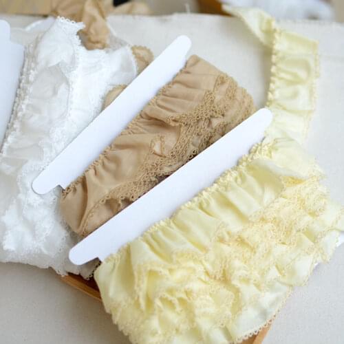1meter Frilled Cotton Cloth Lace Trim for DIY Crafts Costume Sewing Accessories Yellow White Cotton Lace Fabric 4.8cm Width